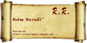 Rohm Rezső névjegykártya